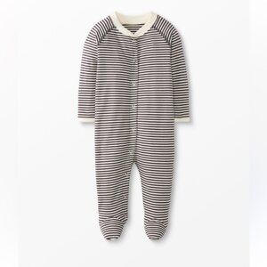Hanna Andersson Baby Layette Footed Sleeper Ecru Soft Black Striped